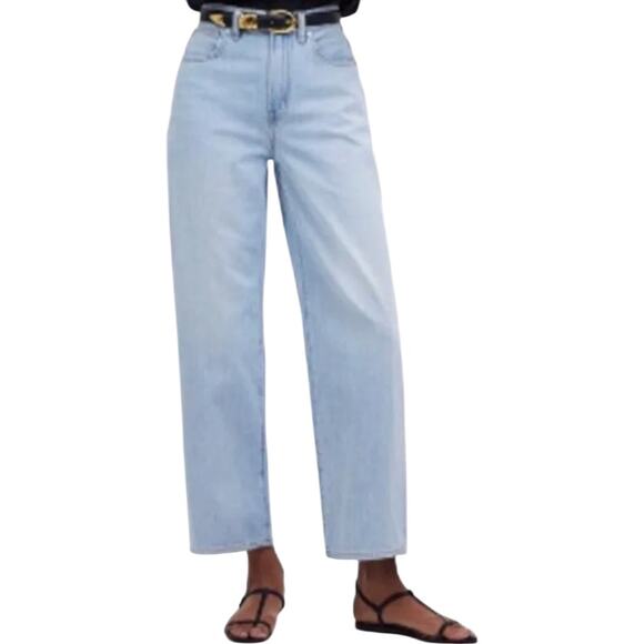 Madewell The Perfect Vintage Wide-Leg Crop Jeans Denim High Waisted Blue 33 NWT - Picture 1 of 8